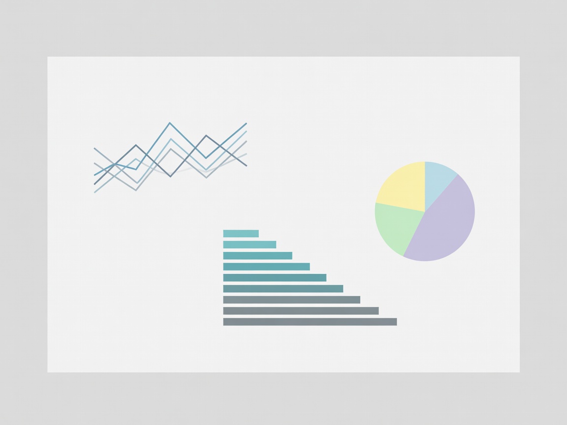 Vector illustration of a clean, minimalist presentation board with data charts